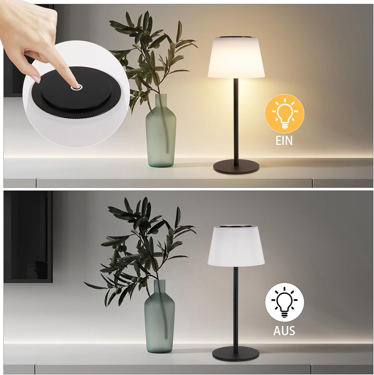 ZMH Lampada da tavolo LED moderna touch dimmerabile 3600mAh batteria per soggiorno