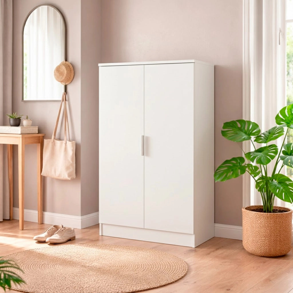 Mobile Porta Scarpe Armadio Multiuso Con 2 Ante E 6 Ripiani Estraibili Scarpiera Salvaspazio Design Moderno Minimal Per Ingresso Corridoio Camera Ripostiglio 108 X 55 X 39.6 Cm Bianco