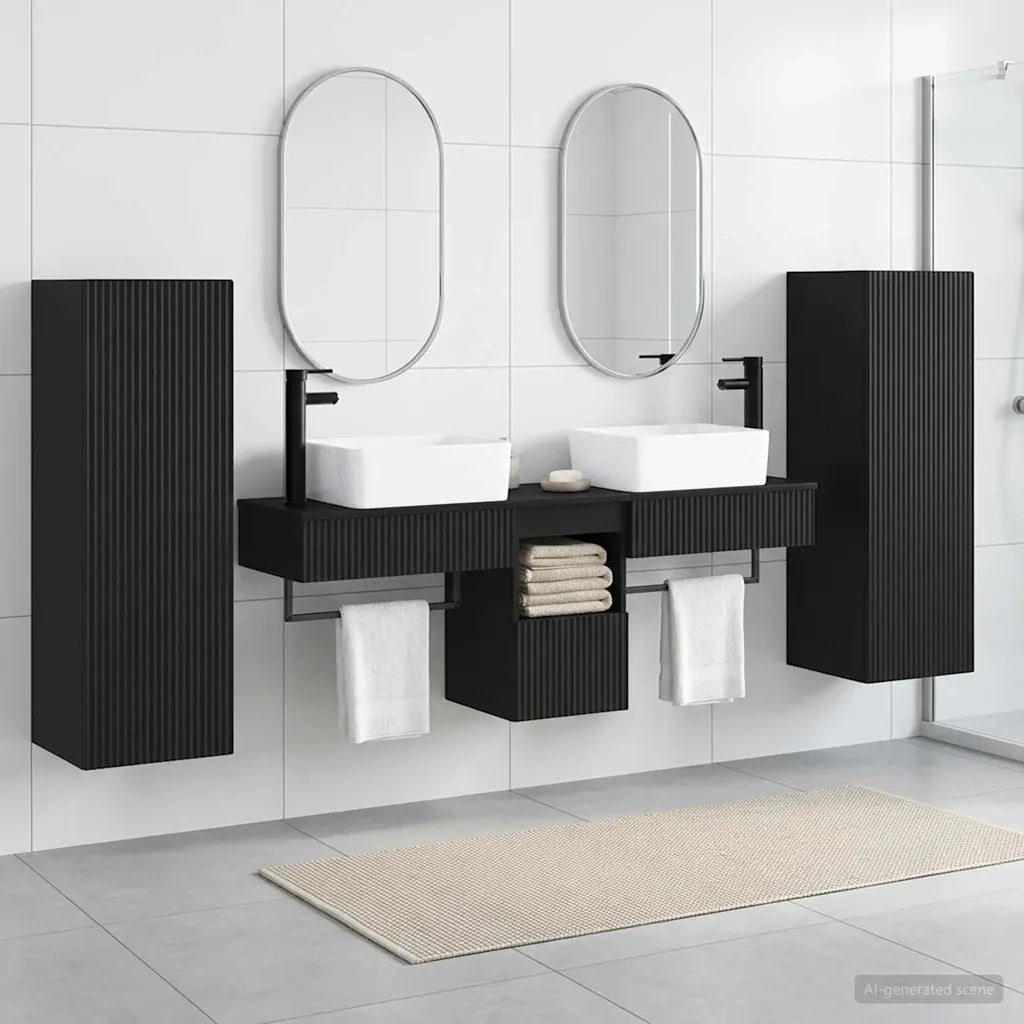 Set di mobili per il bagno 5 pz Nero 33 x 34,5 x 100 cm 3405974