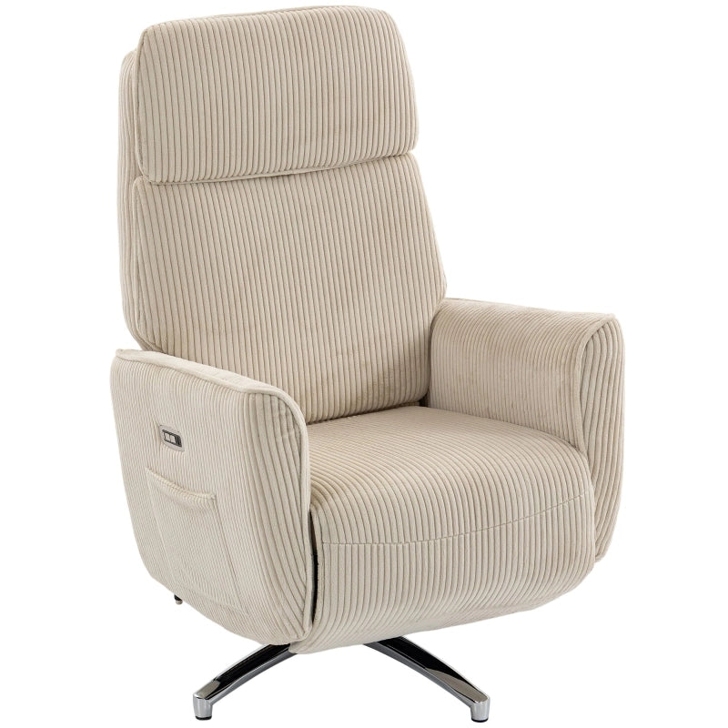 POLTRONA Relax Elettrica Girevole 360° Cream White in Poliestere con 2 Motori