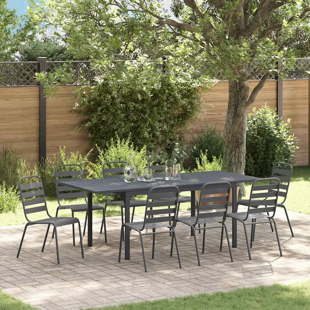 vidaXL Set da Pranzo per Giardino 9 pcs Antracite Acciaio