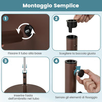 Base per Ombrellone in Metallo 23 kg, Supporto Rotondo con 2 Manopole di Serraggio, Ruote e Manico, Supporto per Ombrellone da Mercato Resistente per Giardino, Cortile, Piscina