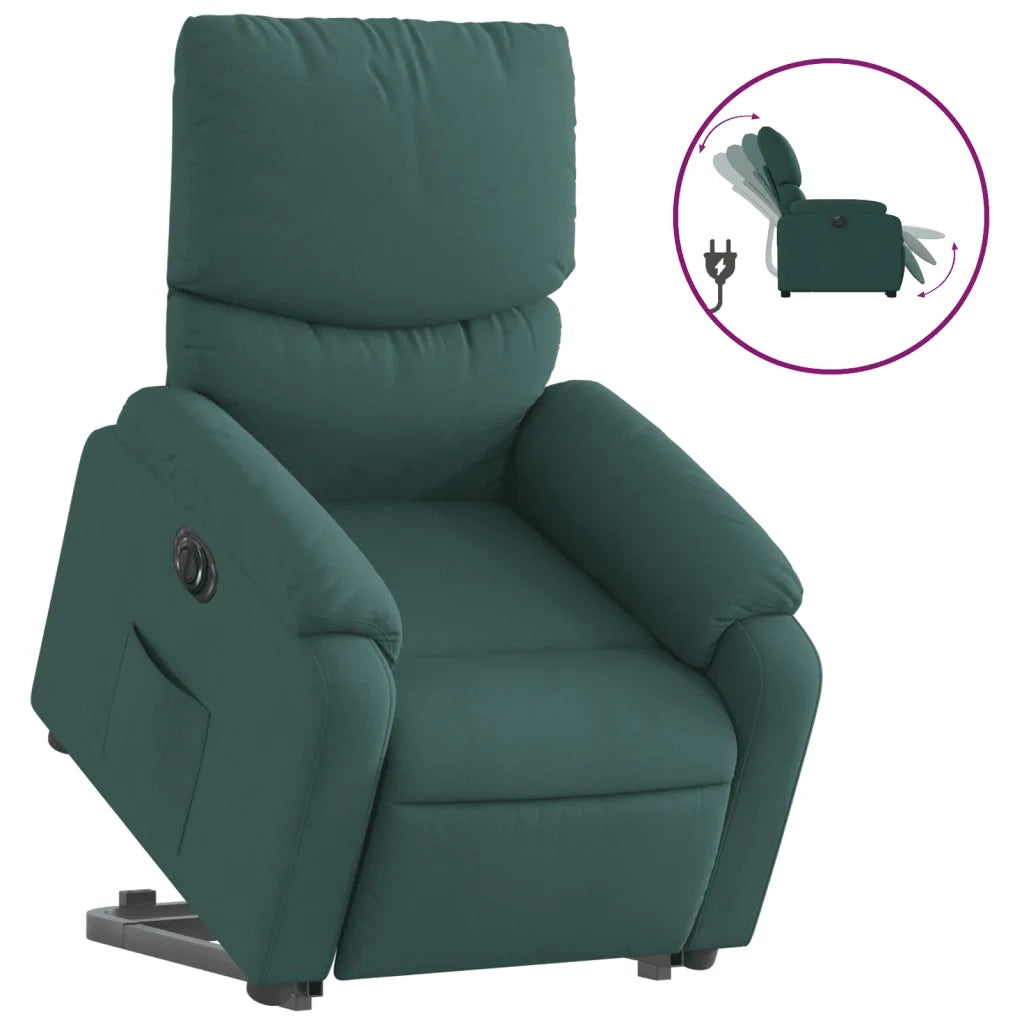Poltrona Alzapersona Reclinabile Elettrica Verde Scuro Tessuto 3204854