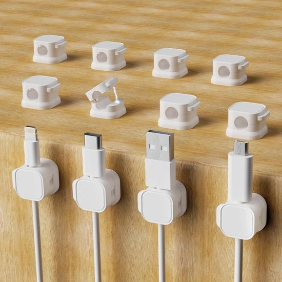 Organizzatore cavi per scrivania - 12 pezzi - bianco