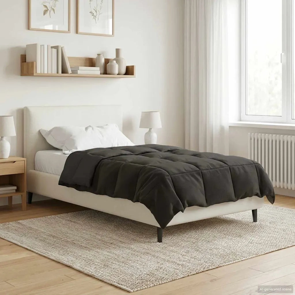 Piumone | Duvet Estivo Trapuntato Antracite 155 x 200 cm Microfibra