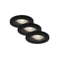 Set 3 Faretti Incasso Kowali Metallo Nero 3 Luci Gu10