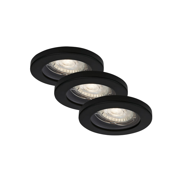 Set 3 Faretti Incasso Kowali Metallo Nero 3 Luci Gu10