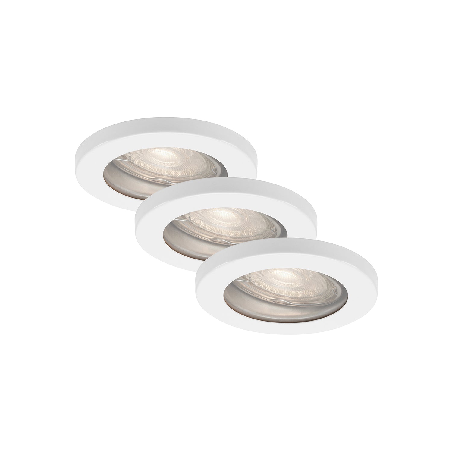 Set 3 Faretti Incasso Kowali Metallo Nichel Satinato 3 Luci Gu10