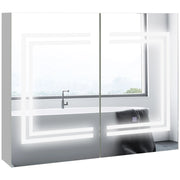 Armadietto Bagno Specchio con Ripiani Regolabili e Luce LED ¨C Zephmum ¨C Bianco 80x15x65 cm
