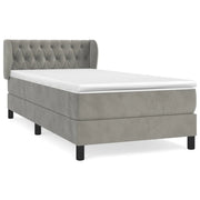 Letto singolo | Letto per adulti | Giroletto a Molle con Materasso Grigio Chiaro 90x190 cm Velluto