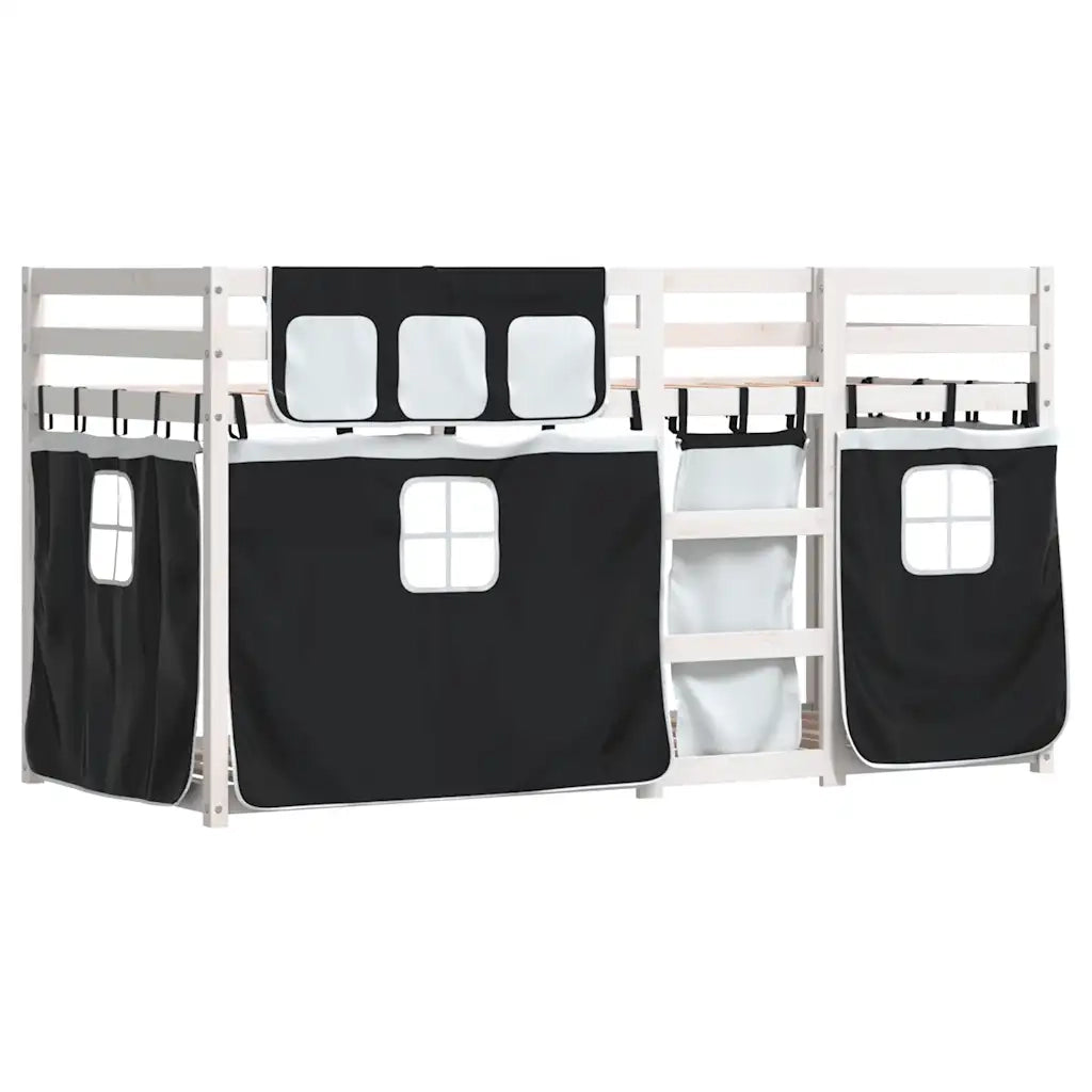 Letto a Castello senza Materasso Bianco e Nero 80x200cm in Pino 3283901