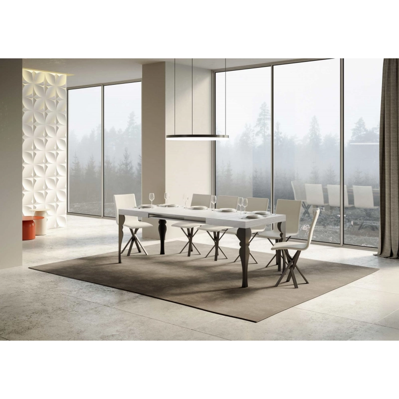 Tavolo allungabile 90x130/234 cm Paxon telaio Antracite - Bianco Frassino