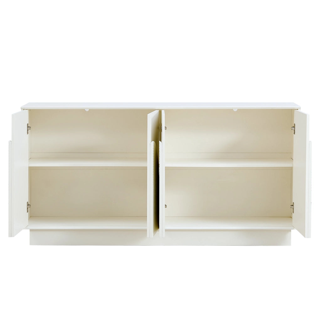 Credenza con 4 ante e ripiani interni - per soggiorno e sala da pranzo - in MDF - 160×38×80 cm - bianco
