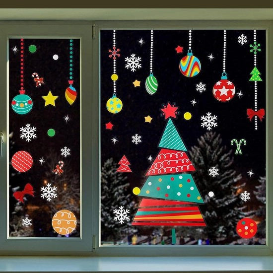 Decorazione per finestre per Natale e Capodanno - Set di 234 pezzi - Decorazione per finestre con decorazioni di albero di Natale - Decorazione per finestre per negozi e case.