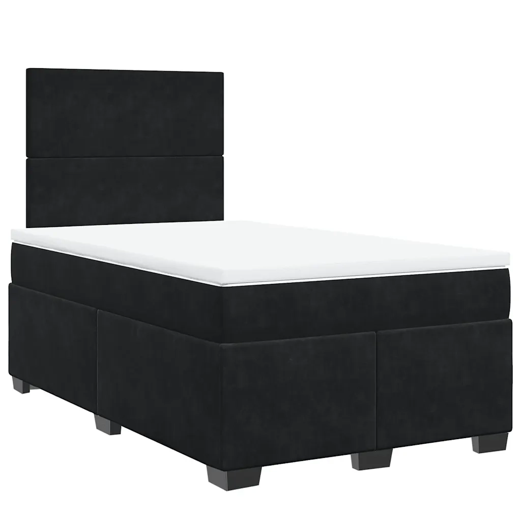 Giroletto a Molle con Materasso Nero 120x200 cm in Velluto