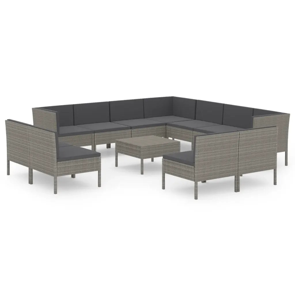 Set Divani da Giardino 12 pz con Cuscini in Polyrattan Grigio cod mxl 41972
