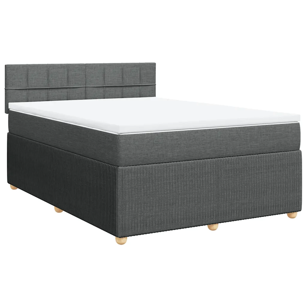 Giroletto a Molle con Materasso Grigio Scuro 140x190 cm Tessuto