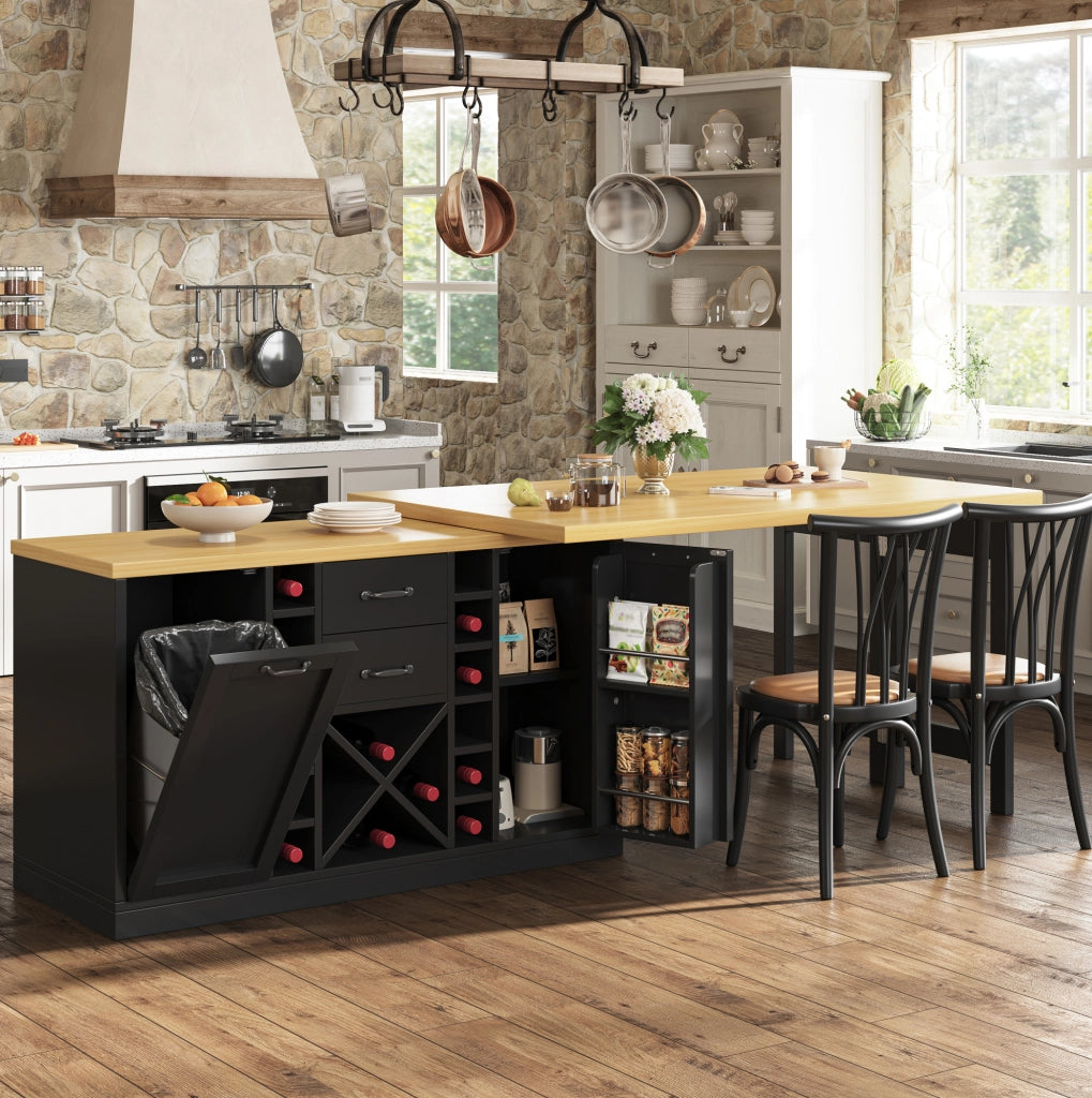 Isola da cucina girevole 120-223 cm con vani contenitore