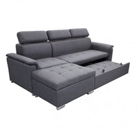 Divano Letto Derrick 234x148x84 cm in Tessuto Grigio scuro