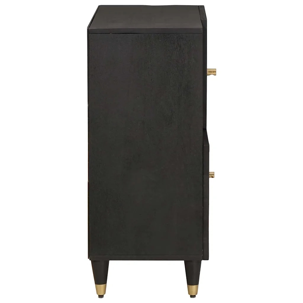 Credenza con porta Nero 80 x 33 x 75 cm Legno di mango massello 4018835
