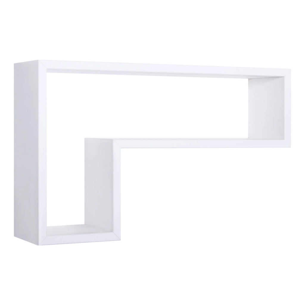 Mensola da Muro Modello LETTERA, Pensile Bagno, Mensola da Parete, Scaffale da Parete, 61x37 p15.5 cm. Finitura  BIANCO - MADE IN ITALY