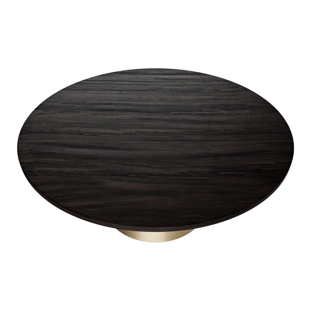 Artù Brass - Tavolo da pranzo rotondo ⌀ 120 cm in legno laminato con base a cono in metallo, top nero