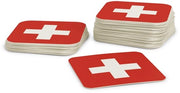 Onderzetters per vetro per 50 pezzi di cartone quadrato (9,3 cm x 9,3 cm) per decorazione da tavola con bandiera svizzera.