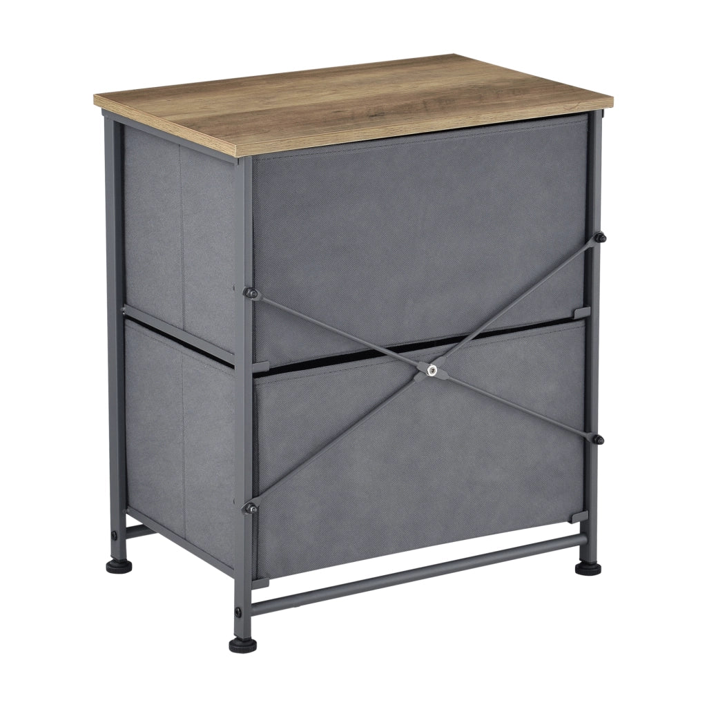 Comodino con 2 Cassetti in Tessuto Grigio scuro pro.tec