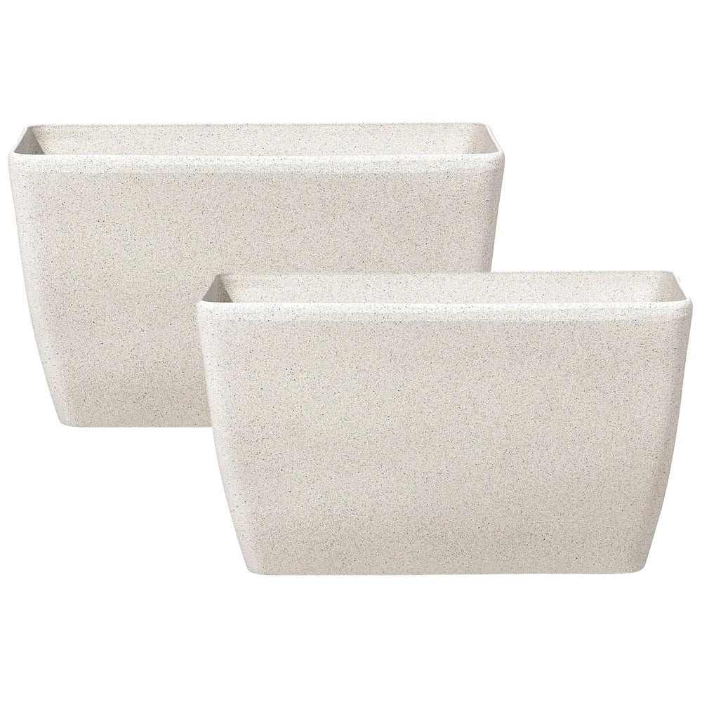 Set di 2 vasi per piante polvere di pietra beige chiaro 74 x 32 cm accessori per interni e interni moderni e minimalisti
