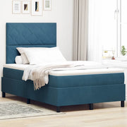 Letto a Sorgente LED Blu Scuro 120 x 190 cm Tessuto