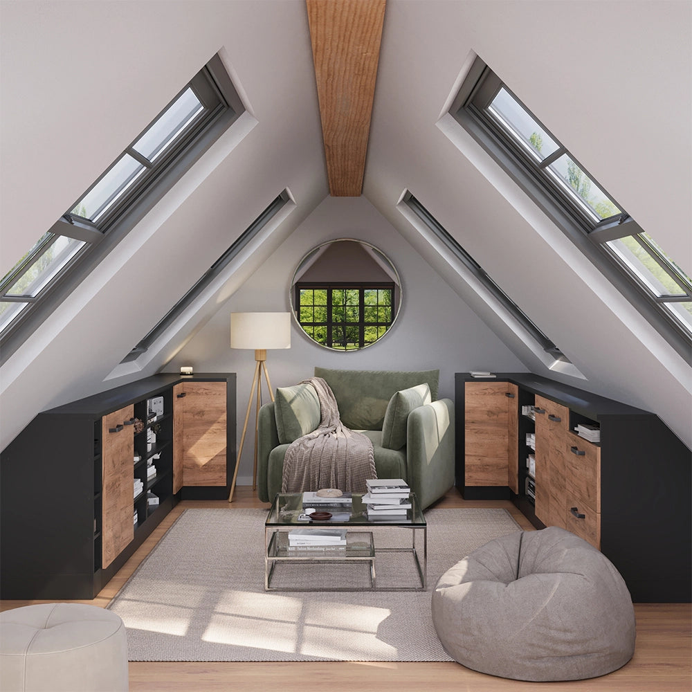 Mobile sottotetto Rion Rovere dorato/Antracite 60 x 83.8 cm con 2 cassetti, carcassa 60 cm profondità Vicco