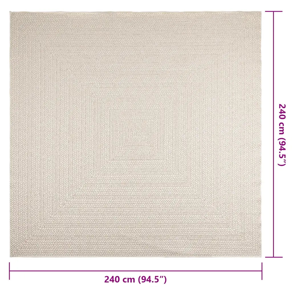 Tappeto ZIZUR Crema 240x240 cm Aspetto Iuta Interni ed Esterni 4010369