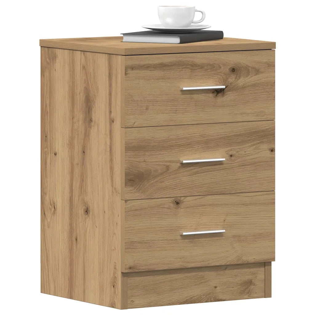 Comodini 2 pz Rovere Artigianale 38x35x55 cm Legno Multistrato