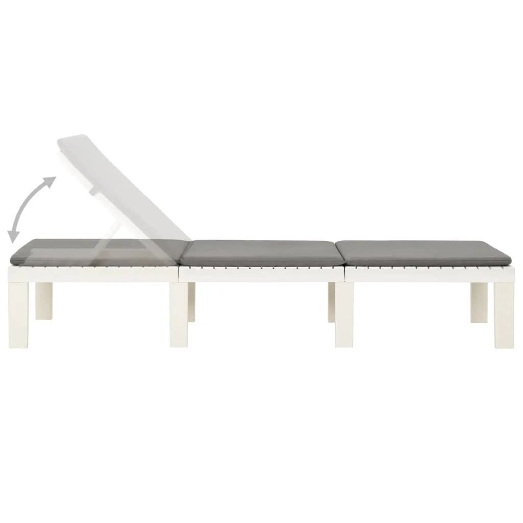 Lettino prendisole sedia a sdraio lettino prendisole letto da giardino mobili da esterno per patio con cuscino in plastica bianca 02_0012501