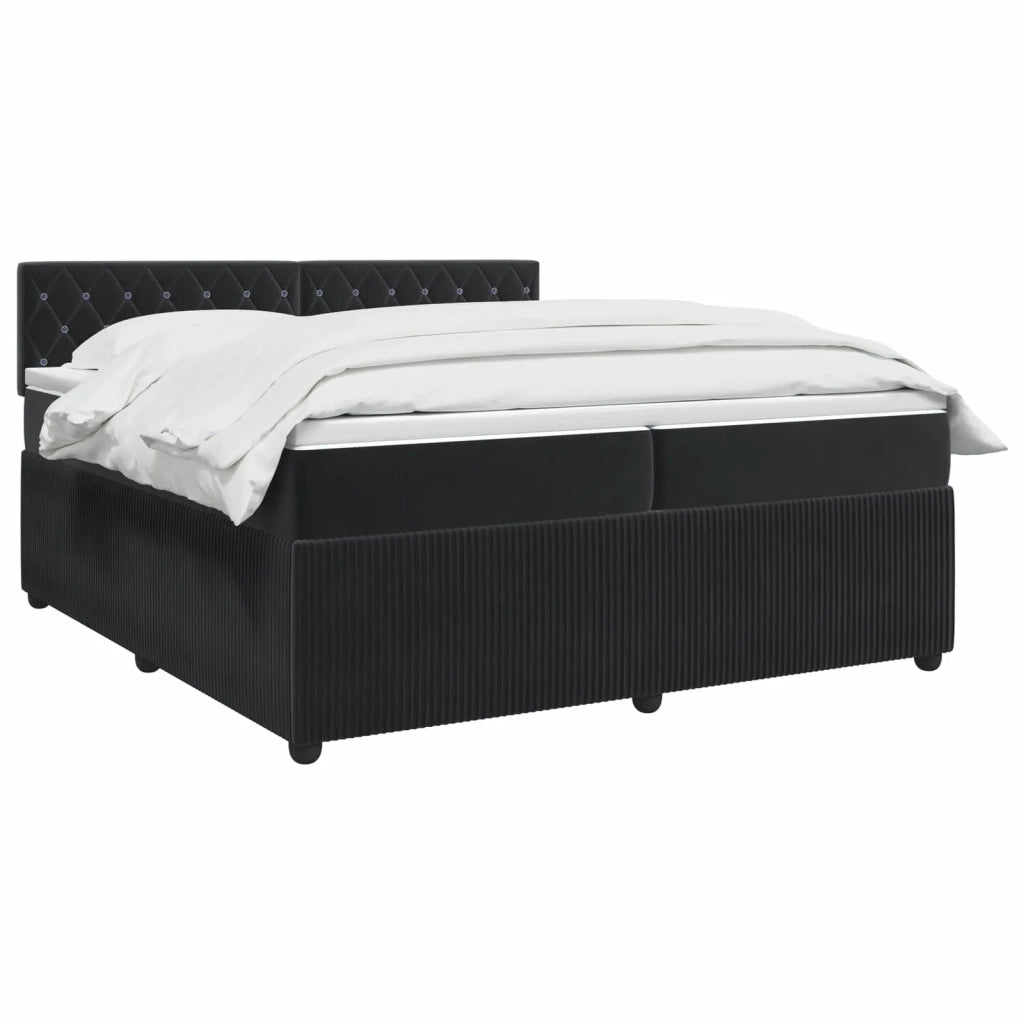 Letto box spring con materasso Nero 200 x 200 cm Velluto 3451741