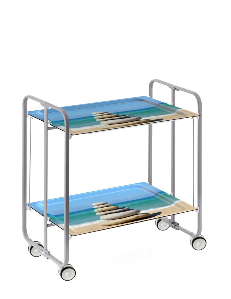 Carrello da cucina pieghevole grigio con ruote BAUHAUS 2 ripiani