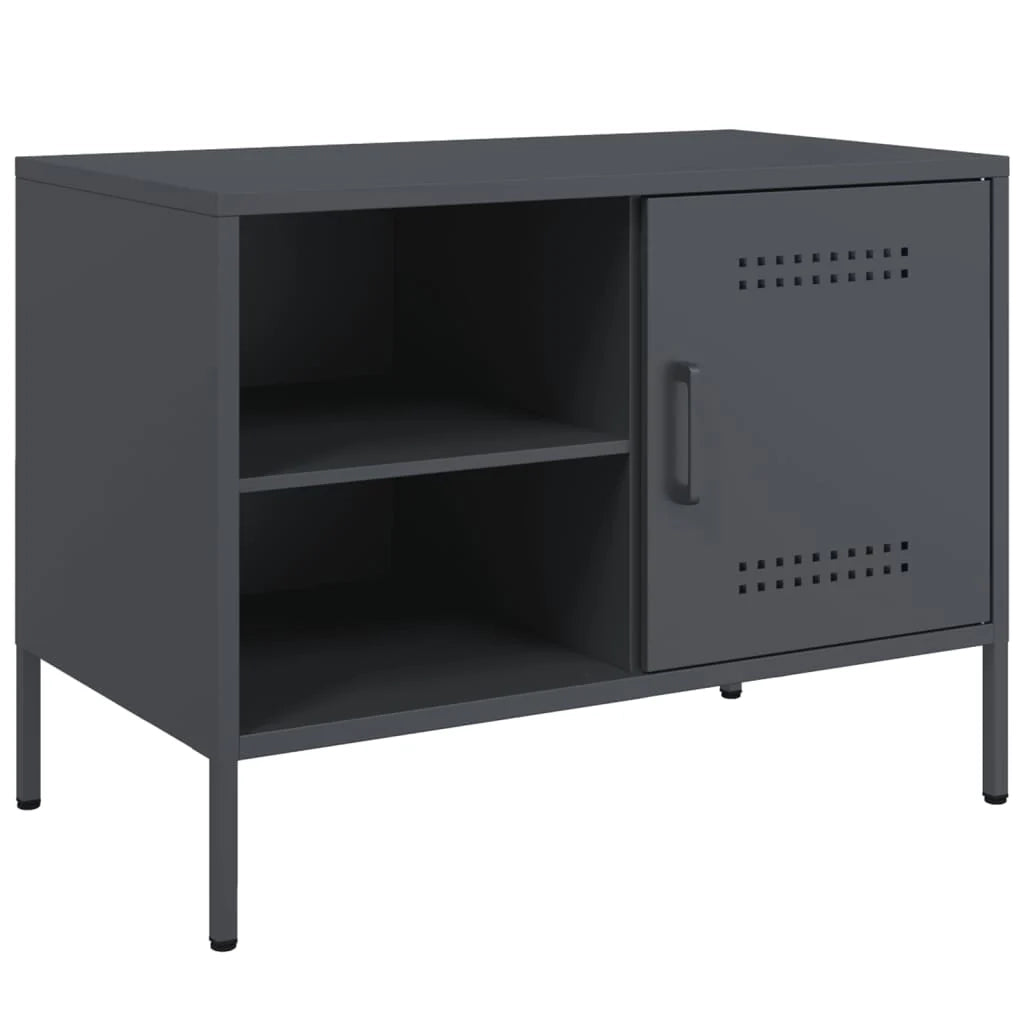 Mobile TV multimediale scaffale TV credenza mobile TV sala da pranzo soggiorno camera da letto 2 pezzi antracite 68 x 39 x 50,5 cm acciaio antracite 02_0028571