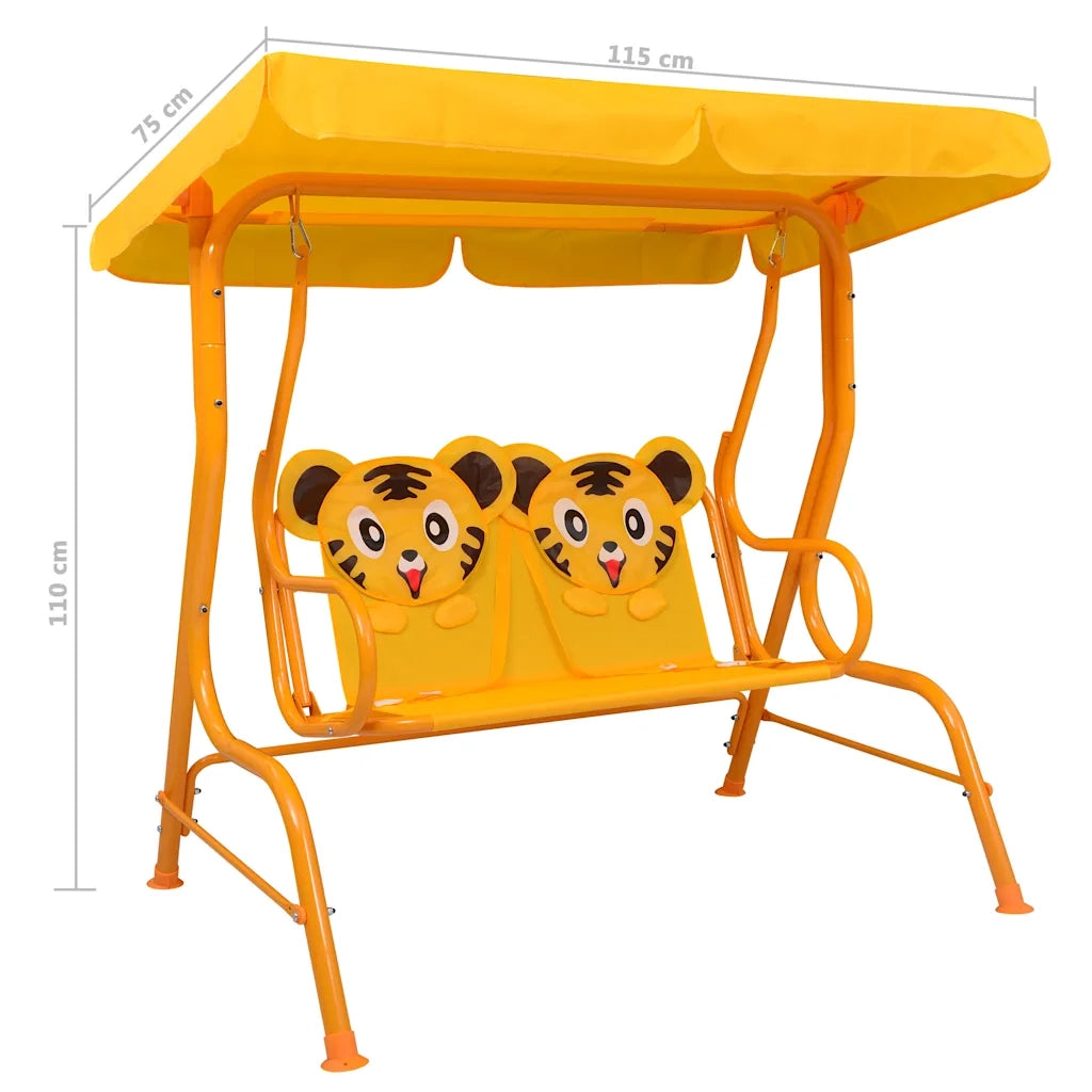 Dondolo a Panchina per Bambini Giallo 115x75x110 cm in Tessuto CFW8584433