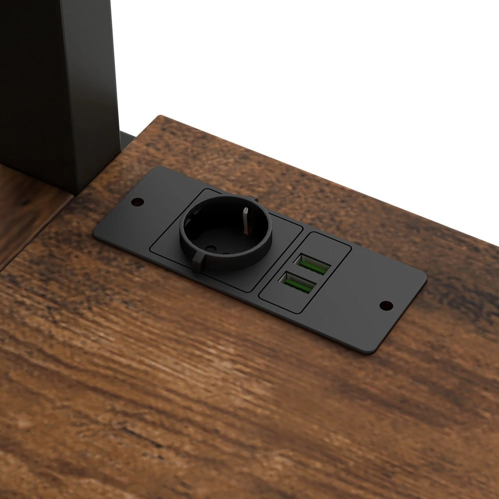 Letto a Soppalco con Scrivania, Cassetti, LED e USB ¨C Xylo ¨C Metallo Nero 140x200