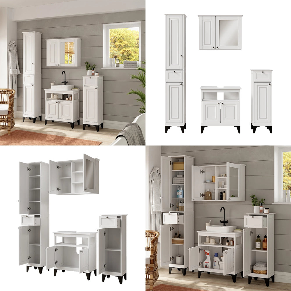 Vicco Set di mobili da bagno Bianco 4 parti