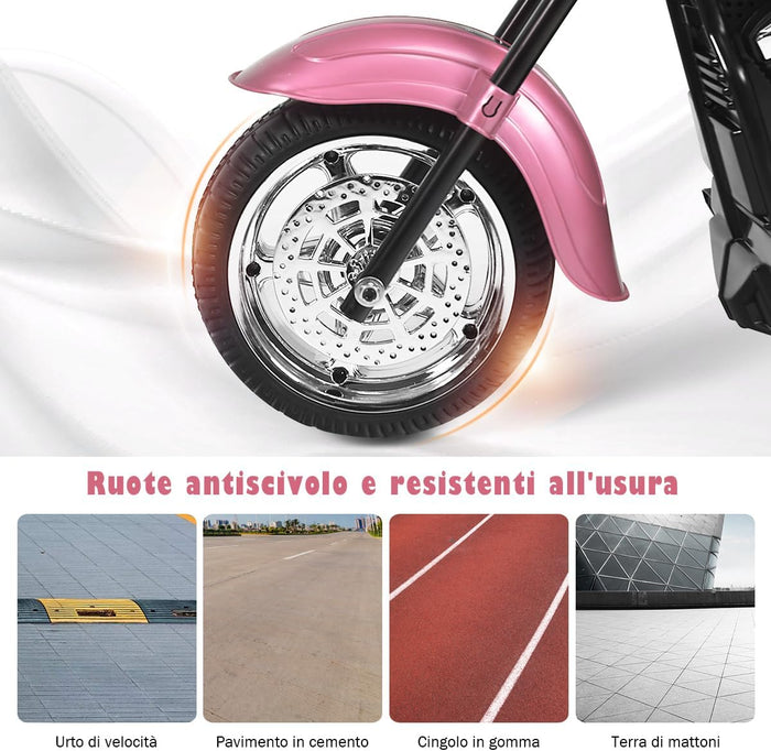 6V Moto Elettriche per Bambini, Moto Cavalcabile Marcia Avanti e Indietro, Portanza di Peso 30kg (Rosa Chiaro)