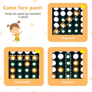 Forza 4 Gigante, Forza Quattro per Bambini con Canestro, Palla, 5 Anelli e 42 Piedine, Giochi Educativi da Esterno ed Interno per Vacanze e Feste, Ideale per Bambini +3 Anni