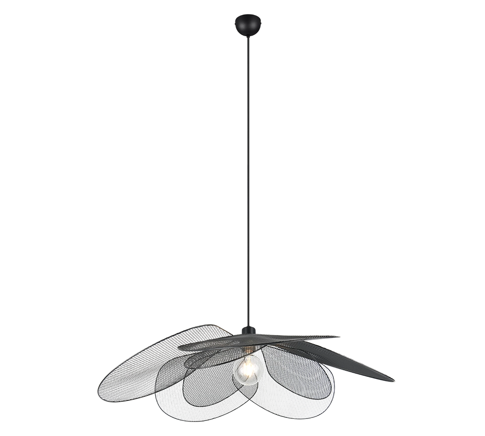 Lampada a sospensione petali fiore, metallo, nero, D 87 cm, Fleure