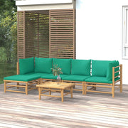 Set Salotto da Giardino 6pz con Cuscini Verdi BambÃ¹cod mxl 101231