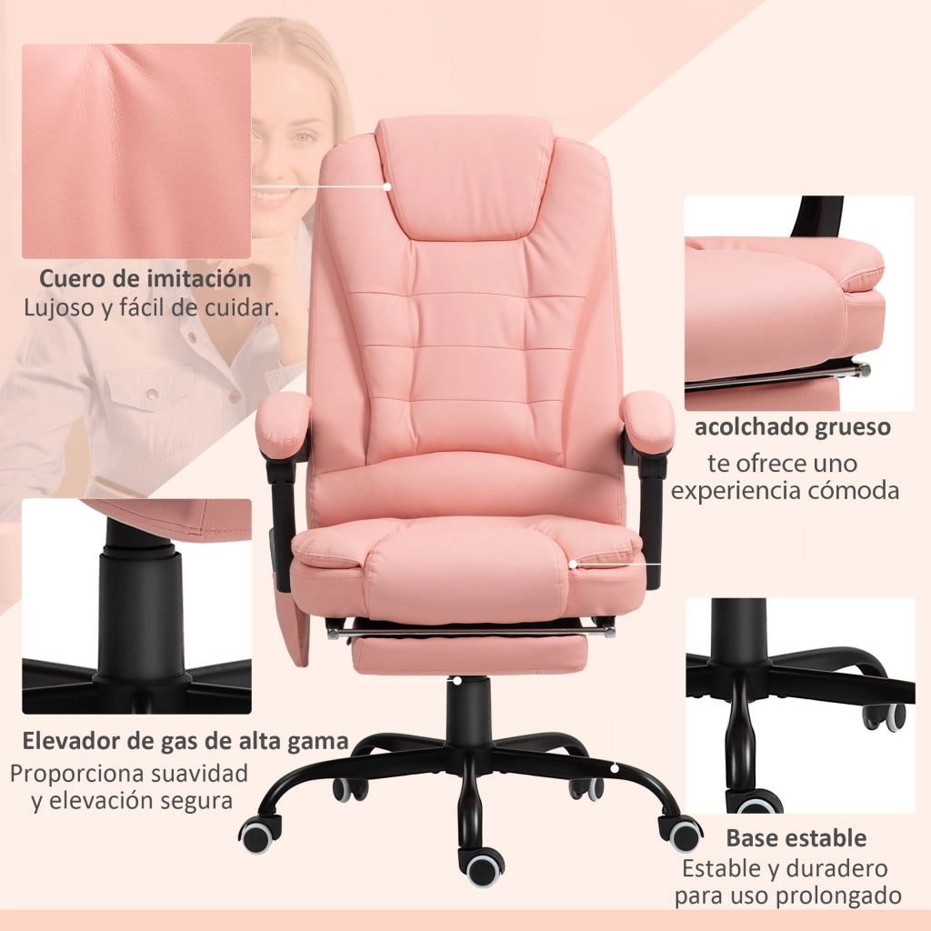 Sedia da ufficio massaggiante con poggiapiedi retrattile ¨C zephmum ¨C rosa