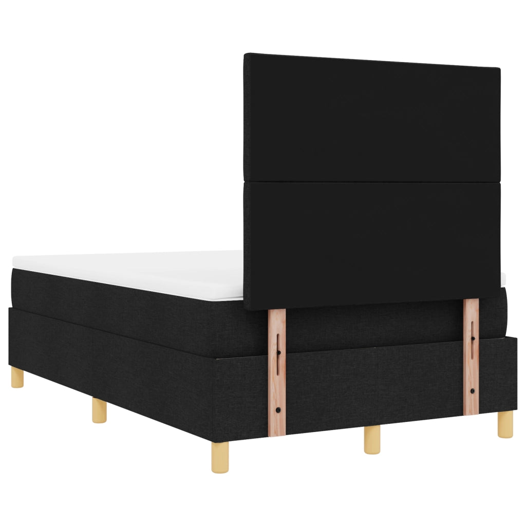 Letto con Box Spring e Materasso Nero Piccolo Matrimoniale Tessuto