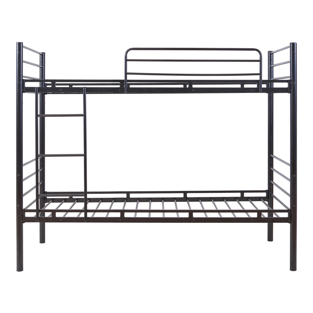Letto a Castello Bevapis con Scala e Barriera Anticaduta a 2 Posti 90x200 cm - Nero [en.casa]