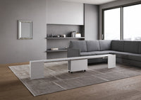 Consolle Tavolo Allungabile 90-302x42x75 cm Evolve Bianco Frassino con Panca Inferiore