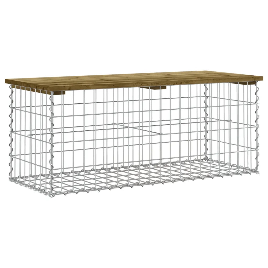 Panca da Giardino Design Gabbione-Sgabello-Panca da esterno 103x44x42 cm Pino Impregnato