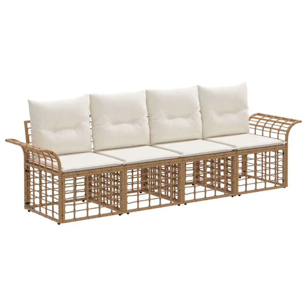 Set di divani da esterno 4 pcs Naturale e Bianco Crema